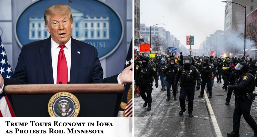 Trump Touts Economy in Iowa as Protests Roil Minnesota