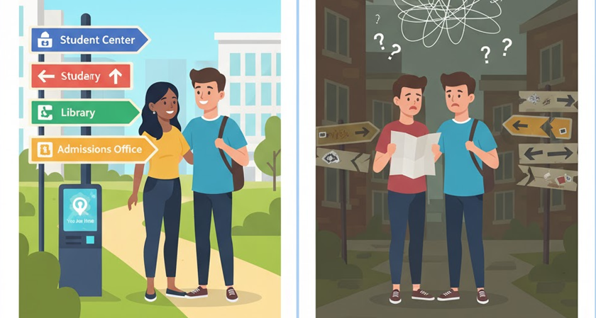 How College Wayfinding Affects Enrollment Impressions