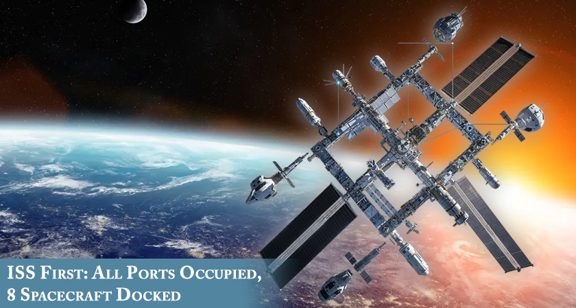 ISS First: All Ports Occupied, 8 Spacecraft Docked