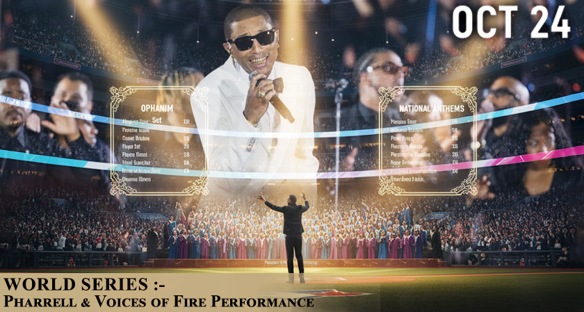 Pharrell, Voices of Fire to Perform Oct 24 at World Series