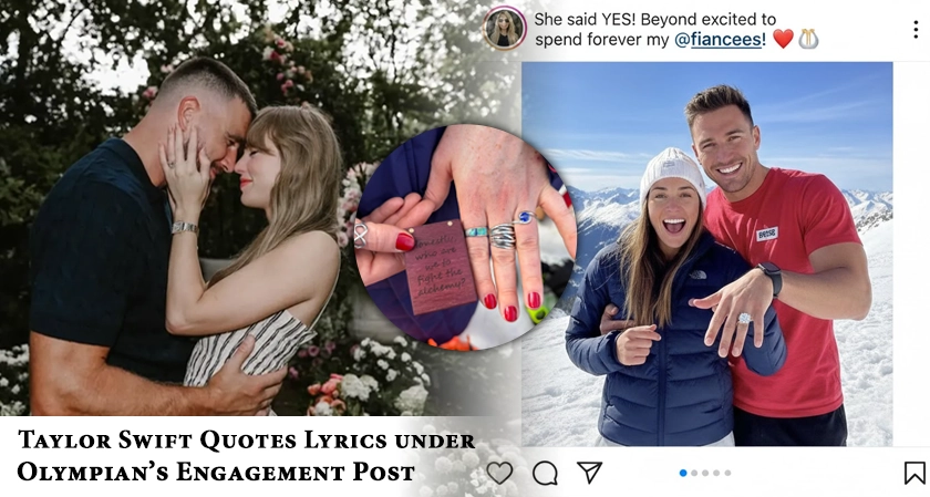 Taylor Swift Quotes Lyrics under Olympian&rsquo;s Engagement Post