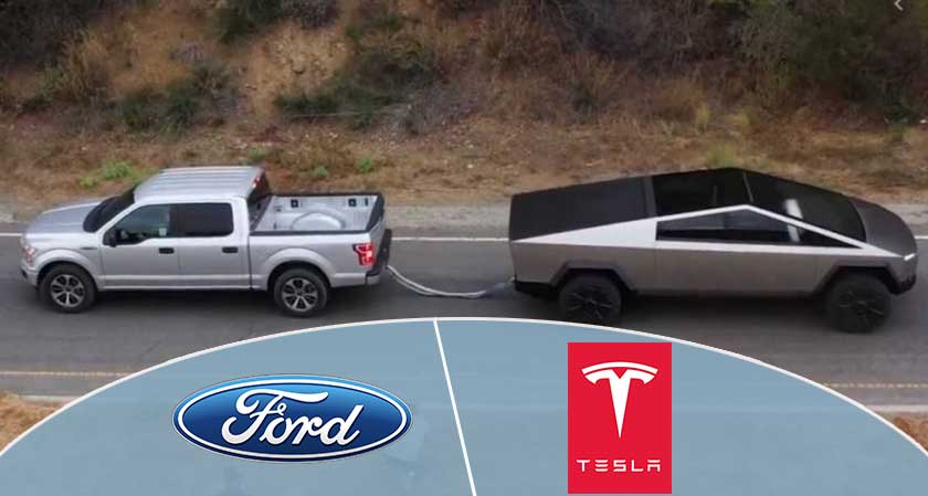 Tesla and Ford in a virtual stare-down with each other’s electric pick-up