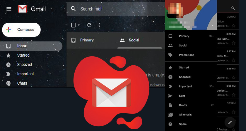 Gmail changes look; adopts dark mode