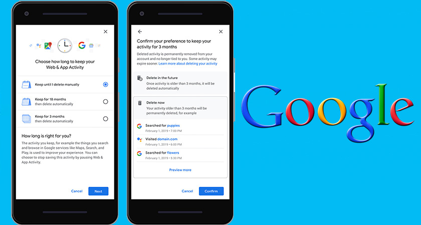 Google now allows users to auto-delete their app activity, location tracking data, and web history