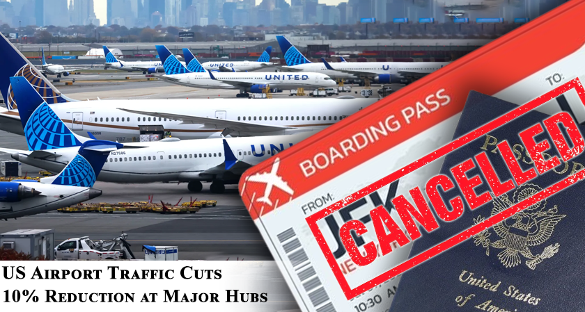 US to Cut Major Airport Traffic by 10%